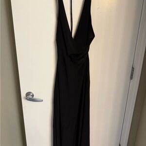 Zara Black Maxi Dress with Deep Plunging Neckline
